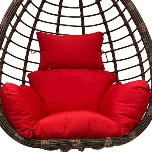 Miniatura 11 de Cojín para silla de huevo colgante para patio, cesta colgante, asiento lavable, color burdeos