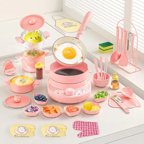 Miniatura 9 de Juego de Cocina para Niños Real- Seguro Mini Juego de Cocina con Juego de Cuchillos para Niños para Hacer Comida Real, Juego de Cocina Montessori