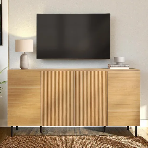 Miniatura 12 de WAMPAT Armarios de TV de 61.6 pulgadas para televisores de hasta 70 pulgadas, centro de entretenimiento con armarios de almacenamiento y 4 puertas