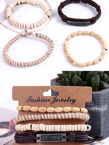 Miniatura 5 de Long tiantian Pulseras de cuero para hombre, estilo hippie, apilables, estilo bohemio, trenzadas, de los años 70, trajes de joyería para hombres