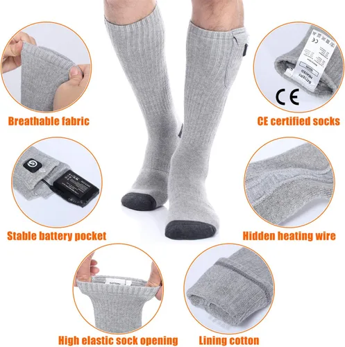 Miniatura 3 de Calcetines térmicos para hombres y mujeres, calcetines eléctricos con batería recargable de 7.4 V 2200 mAh, calentadores de pies para deportes