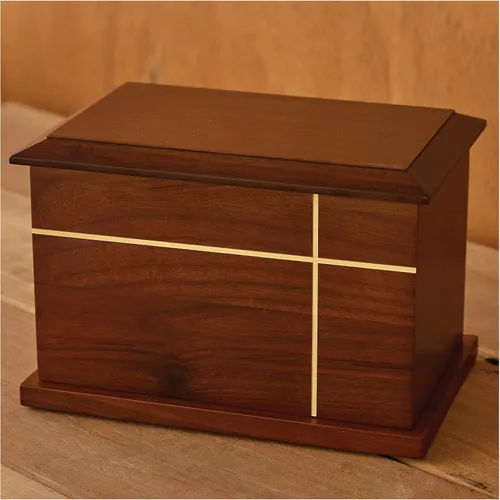 Miniatura 2 de Aspen Studio AspenStudio Urna de madera de nogal cruzada para cremación de cenizas humanas, urna de madera maciza artesanal de hasta 200 libras