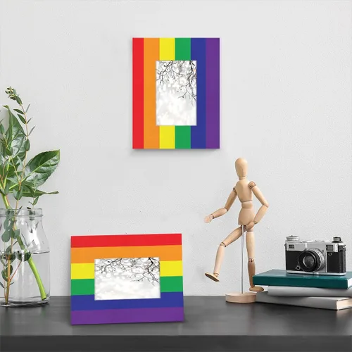 Miniatura 4 de Pardick Pride Rainbow - Marco de fotos gay LGBT de 4 x 6 pulgadas, marcos de fotos de madera para exhibir fotos de 4 x 6 pulgadas sin paspartú