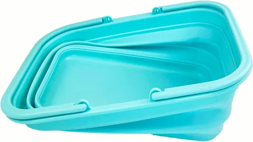 Miniatura 4 de SAMMART Tina plegable con asa de 9.2 litros (2.37 galones) - Cesta de picnic portátil al aire libre - Lavabo plegable para lavar platos, campamento