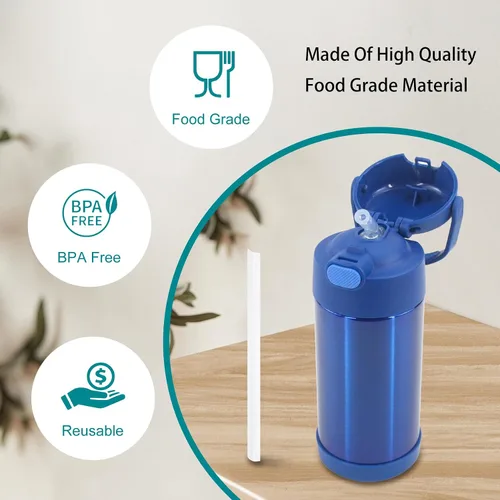 Miniatura 5 de Pajitas de repuesto compatibles con Thermos Funtainer botella de agua de 12 onzas (paquete de 6)