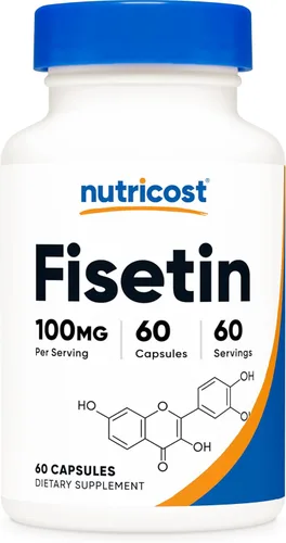 Nutricost Fisetin Cápsulas de 100 mg, 60 cápsulas – Antioxidante de polifenol natural – Sin OMG, sin gluten y suplemento vegano