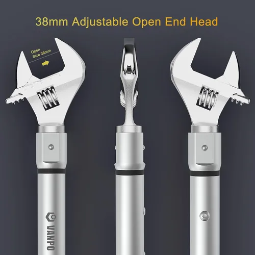 Miniatura 6 de VANPO Llave dinamométrica Hvac 7.4-147.6 pies-libras/10-200 N.m, boca de 14×18 mm de apertura, mordaza ajustable de 38 mm, precisión ±2%