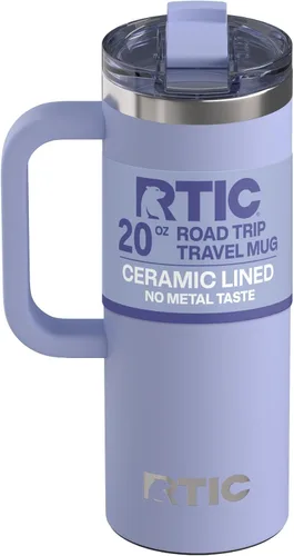 Miniatura 21 de RTIC - Taza de viaje para viajes de 16oz con tapa y asa, forrada en cerámica, aislada, de acero inoxidable, metálica, de doble pared con aislamiento