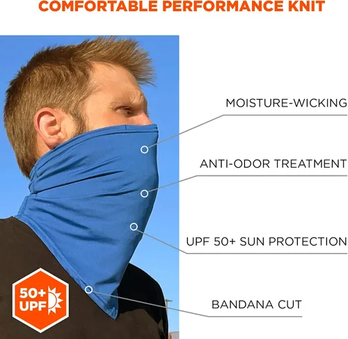 Miniatura 2 de Ergodyne Chill Its 6483 - Polaina de cuello refrescante con bolsillo para hielo o paquete frío de cambio de fase 6283, protección solar UPF 50+