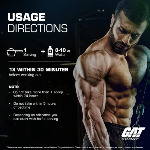 Miniatura 6 de GAT SPORT Nitraflex Advanced - Polvo para antes del entrenamiento, aumenta el flujo sanguíneo, aumenta la fuerza y la energía, mejora el rendimiento