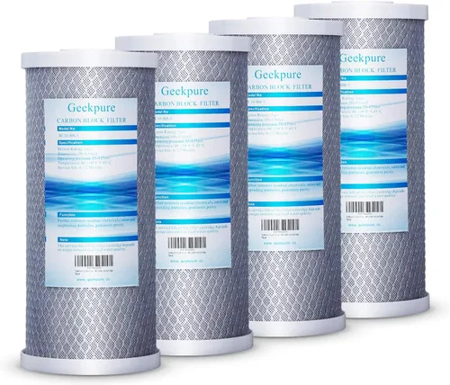 Miniatura 5 de Geekpure Sistema de filtro de agua para toda la casa de 10 pulgadas con 4 filtros de bloque de carbono, puerto de 4.5 x 10 pulgadas - 3/4 pulgadas