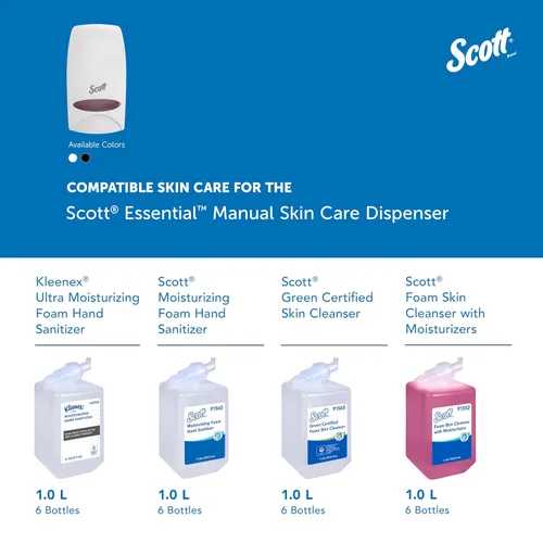 Miniatura 8 de Scott Essential Dispensador manual de cuidado de la piel de alta capacidad (92144), blanco, capacidad de 1.0 L, 4.85" x 8.36" x 5.43" (cantidad 1)
