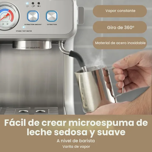 Miniatura 2 de Gevi Máquina de café expreso de doble caldera con molinillo incorporado, portafiltro comercial de 2.283 in, varita de vapor barista, 31 ajustes