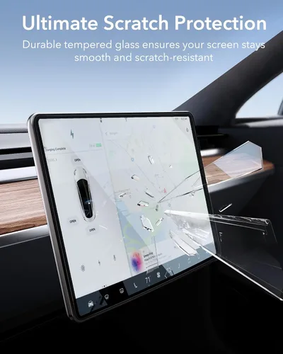 Miniatura 7 de ESR Protector de pantalla de vidrio templado para Tesla Model 3 Highland (2024), película de vidrio mate con kit de alineación, resistente a