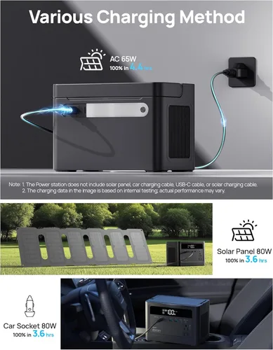 Miniatura 6 de Estación de energía portátil 2026 de 700 W, batería de reserva LiFePO4 de 288 Wh, banco de energía con salida de CA 350 W/110 V, generador solar
