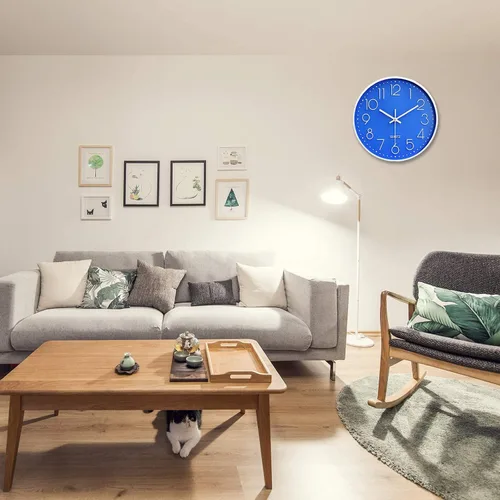 Miniatura 6 de Reloj de pared digital grande de 12 pulgadas, simple y silencioso, reloj decorativo para baño, sala de estar, cocina, aula, oficina, fácil de leer