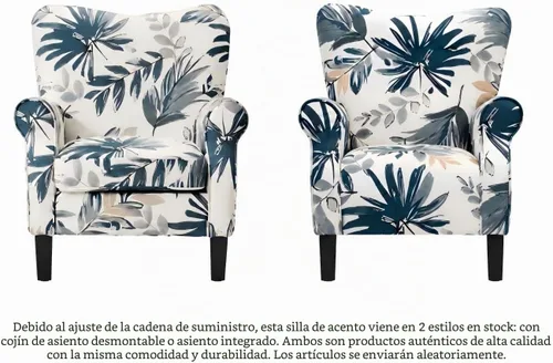 Miniatura 8 de YOLENY Silla decorativa moderna, sillón con respaldo alto, sofá individual tapizado con botones de tela y patas de madera para sala de estar, Azul