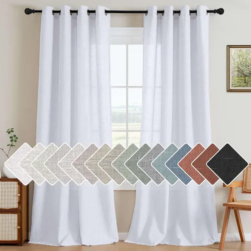 Miniatura 78 de H.VERSAILTEX Elegant - Cortinas texturizadas de lino natural mezclado con eficiencia energética, filtrado de luz, con ojales de níquel