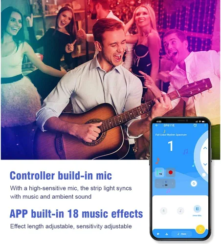 Miniatura 7 de Controlador LED SP611E Aplicación de música Bluetooth para WS2811WS2812 Tira de luz LED direccionable IR38 teclas DC5V 24V Multicolor