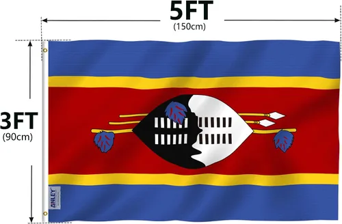 Miniatura 7 de ANLEY Fly Breeze - Bandera de Eswatini (Swazilandia) de 3 x 5 pies, colores vivos y a prueba de decoloración, cabecera de lona y doble costura