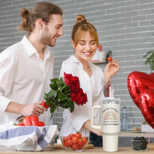 Miniatura 7 de AXIARA Regalos inspiradores para mujeres, vaso aislado de 40 onzas con popote y asa, regalos de aliento de agradecimiento para mujeres, amigas
