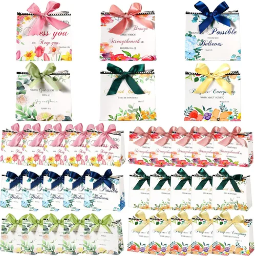 Chuangdi 36 bolsas de regalo con versículos de la Biblia, bolsas de papel cristianas religiosas con cinta de lazo, regalo inspirador para la primera