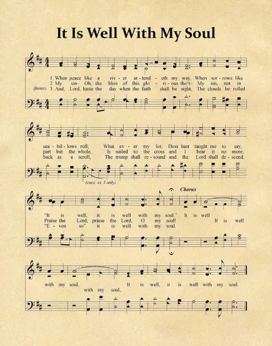 Miniatura 2 de It Is Well With My Soul Hymn Partituras para decoración de partituras de himno impresión de partituras musicales, póster de partituras musicales