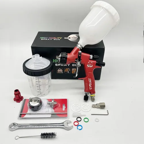 Miniatura 9 de HVLP - Pistola pulverizadora de aire de acero inoxidable de 0.051 in y 0.071 in, 20.3 fl oz y 13.5 fl oz, pulverizador de pintura de alimentación