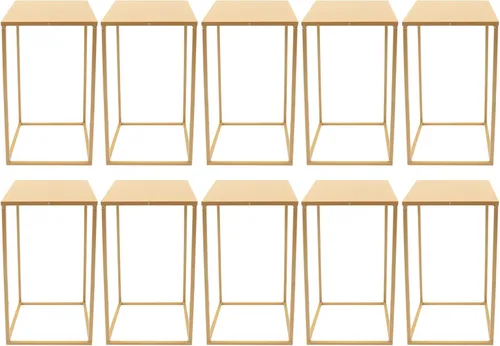 Gdrasuya10 10 soportes geométricos para columnas de flores doradas para boda, soporte de columna de jarrón de metal, 11.8 x 11.8 x 23.6 in, soporte