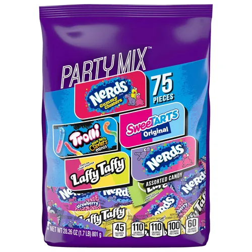 SweeTARTS Variedad de mezcla para fiestas, dulces surtidos envueltos individualmente, 28.6 onzas (75 unidades)