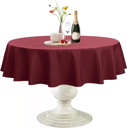 Miniatura 10 de Softalker Mantel Redondo, Impermeable y Resistente a las Manchas, Mantel de Tela Sin Arrugas, Lavable, Poliéster de 210GSM, Cubierta de Mesa