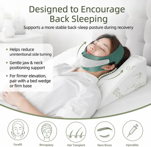 Miniatura 2 de Almohada de cuña para estiramiento facial y recuperación de rinoplastia, soporte de posicionamiento compacto estructurado para cuello y mandíbula