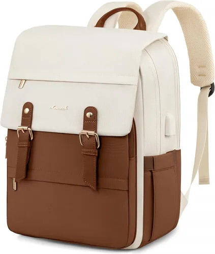 Miniatura 20 de LOVEVOOK Mochila para laptop para mujer, mochila de viaje vintage aprobada por aerolíneas de 15.6 pulgadas, mochila grande para computadora, mochila