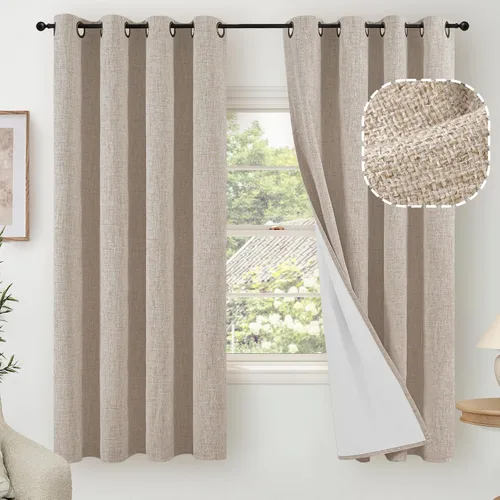 Miniatura 78 de Cortinas Opacas de Lino Azul Bebé para Guardería de 40 Pulgadas de Largo, 2 Paneles, Cortinas Cortas con Aislamiento Térmico Boho de Bloqueo Total