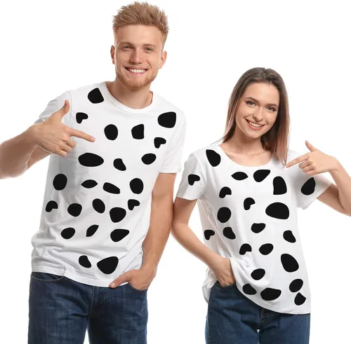 Miniatura 5 de Tatuo 6 hojas de almohadillas adhesivas negras de fieltro para disfraz de dálmata, manchas de dálmata, calcomanías para fiestas de bricolaje