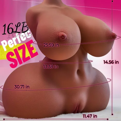 Miniatura 8 de Muñeca sexual BBW de 16 libras para hombres con culo grande y tetas suaves, masturbador masculino con vagina apretada y anal, marrón y carne