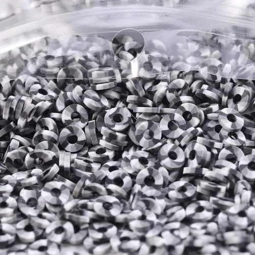 Miniatura 26 de 2000 cuentas de arcilla negra cian para hacer pulseras, cuentas planas redondas de arcilla polimérica de 0.236 pulgadas (0.236 in), cuentas Heishi