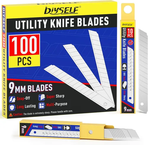 Miniatura 8 de DIYSELF Cuchillas de cuchillo utilitario, paquete de 50 recambios para cuchillo de caja de 9mm con hoja a presión, acero de alto carbono