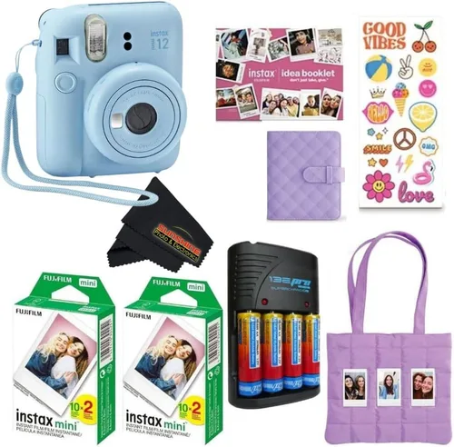 Miniatura 16 de FUJIFILM INSTAX Mini 12 Holiday Bundle 2025 con película extra Instax Mini + 4 pilas AA y paño de limpieza de microfibra Sunshine Photo