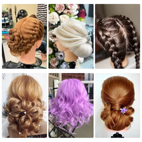 Miniatura 8 de SOPHIRE Cabeza de maniquí de 26 a 28 pulgadas con 80 % cabello humano real, cabeza de entrenamiento de peluquería para práctica de peluquería