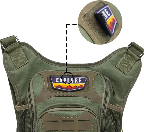 Miniatura 6 de Bolso de mensajero de lona vintage para hombre, bolso de mensajero de retazos de cuero en el pecho 3-3-ejército Verde