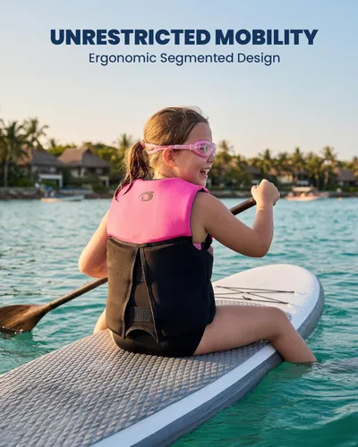 Miniatura 5 de Owntop Chaleco de natación para niños y jóvenes Chaqueta de natación de neopreno ligera y de secado rápido Kayak, entrenamiento de natación, Rosa