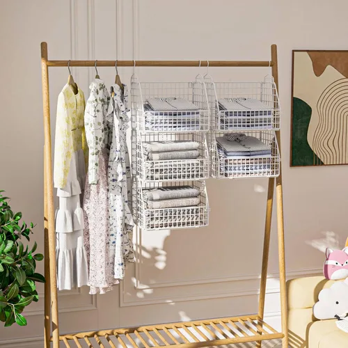 Miniatura 4 de PUPPYCUTE Organizador y almacenamiento de armario colgante, estantes colgantes de ropa, cestas de alambre para ropa, suéteres, bolsos, zapatos