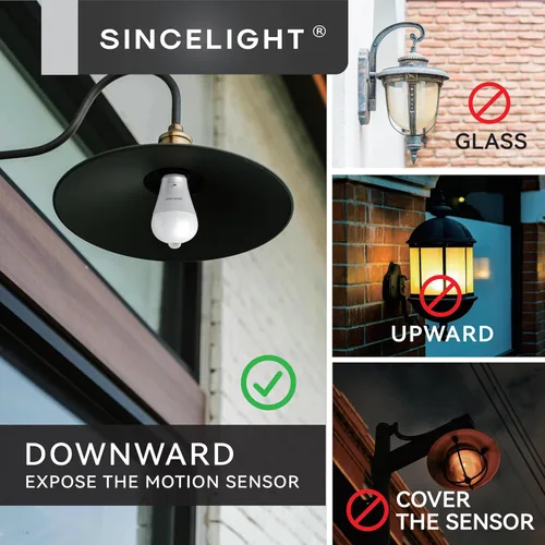 Miniatura 8 de SINCELIGHT Bombilla LED con sensor de movimiento de 9 W con base E26, PIR activada por movimiento en la oscuridad, encendido/apagado automático por