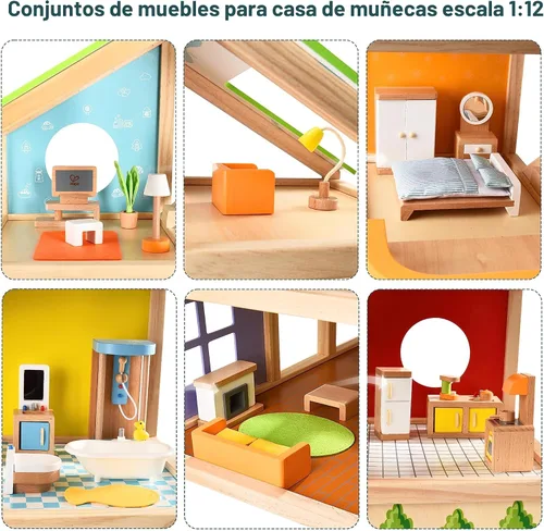 Miniatura 4 de Casa de muñecas de madera "All seasons" amoblada con accesorios para niños de Hape