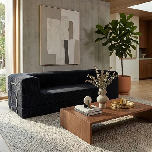 TUFT & FINCH Sofá cama extraíble de 3 plazas premium, sofá biplaza convertible para sala de estar, oficina, apartamento y espacios pequeños, color