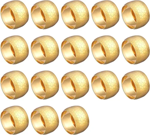 Miniatura 11 de Servilleteros redondos para mesa de comedor, fiestas, bodas, reuniones familiares, banquetes de Navidad, cenas, decoraciones (12 juegos dorados)