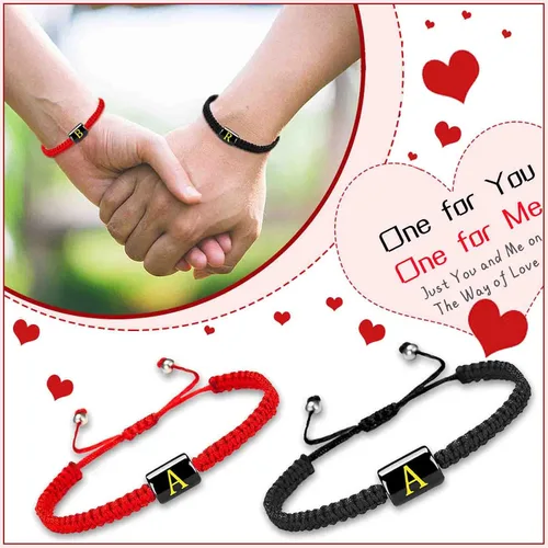 Miniatura 4 de PANSHI Couples Initial Bracelets for Women Men Boyfriend Girlfriend Best Friends Bff Valentines Day Wedding Anniversary Birthday Gifts