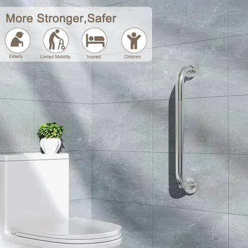 Miniatura 4 de FANHAO Paquete de 2 barras de agarre para ducha, barra de agarre para baño de acero inoxidable de 16 pulgadas con agarre moleteado antideslizante