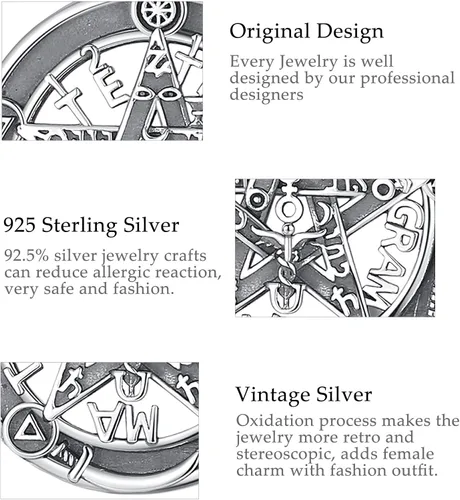 Miniatura 41 de CELESTIA Colgante de plata de ley 925, anillos de tetragrammaton, collar masónico, joyería de pentagrama para mujeres y hombres